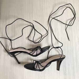 The Drop Amazon Black Strappy Lace-Up Heeled Sandal Size 7